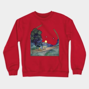 An elf woman and her dog Crewneck Sweatshirt